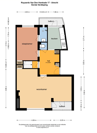 Floorplan - Royaards van den Hamkade 17, 3552 CJ Utrecht